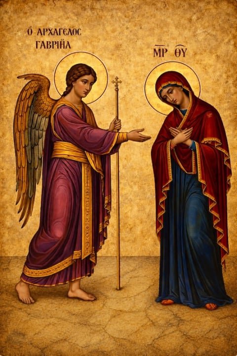 La Anunciación. El arcángel Gabriel anunciando a la Virgen María